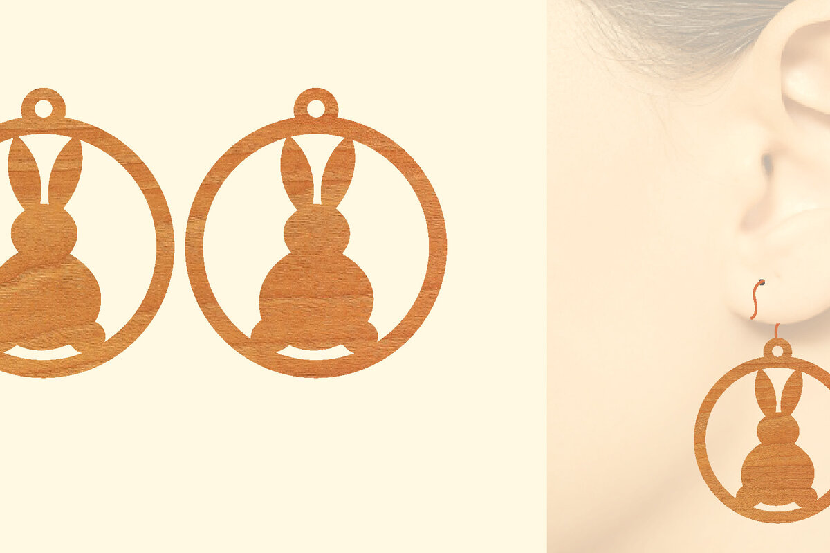 Intra απο ξύλο plywood  Χρώμα wenge 3mm-4mm πάχος - Πασχαλινά Ξύλινα Σκουλαρίκια Laser Δίασταση 3x3 cm INTRAFABR-112492455