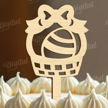 Intra απο ξύλο plywood  Χρώμα wenge 3mm-4mm πάχος - Πασχαλινή ξύλινη τούρτα Topper Laser κοπής Δίασταση 15x15 cm INTRAFABR-60146958 - Image 1