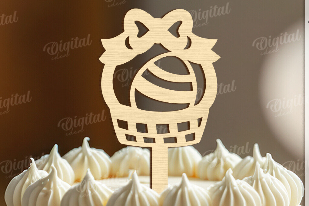 Intra απο ξύλο plywood  Χρώμα wenge 3mm-4mm πάχος - Πασχαλινή ξύλινη τούρτα Topper Laser κοπής Δίασταση 15x15 cm INTRAFABR-60146958