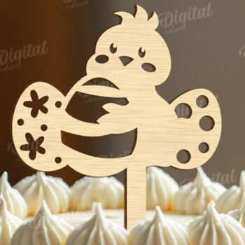 Intra απο ξύλο plywood Χρώμα wenge 3mm-4mm πάχος - Πασχαλινή ξύλινη τούρτα Topper Laser κοπής Δίασταση 15x15 cm INTRAFABR-114052401 - Image 1