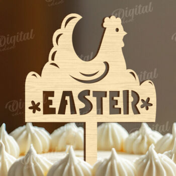 Intra απο ξύλο plywood Χρώμα wenge 3mm-4mm πάχος - Πασχαλινή ξύλινη τούρτα Topper Laser κοπής Δίασταση 15x15 cm INTRAFABR-114052419 - Image 1