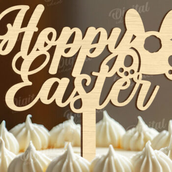 Intra απο ξύλο plywood  Χρώμα wenge 3mm-4mm πάχος - Πασχαλινή ξύλινη τούρτα Topper Laser κοπής Δίασταση 15x15 cm INTRAFABR-60147232 - Image 1