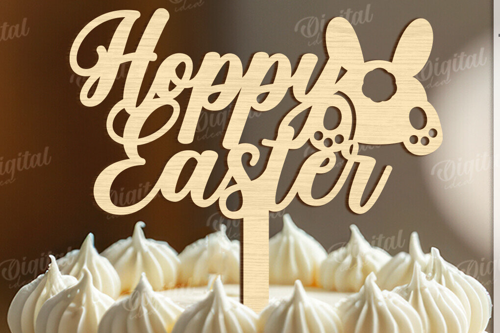 Intra απο ξύλο plywood  Χρώμα wenge 3mm-4mm πάχος - Πασχαλινή ξύλινη τούρτα Topper Laser κοπής Δίασταση 15x15 cm INTRAFABR-60147232