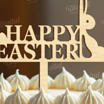 Intra απο ξύλο plywood  Χρώμα wenge 3mm-4mm πάχος - Πασχαλινή ξύλινη τούρτα Topper Laser κοπής Δίασταση 15x15 cm INTRAFABR-60264427 - Image 1