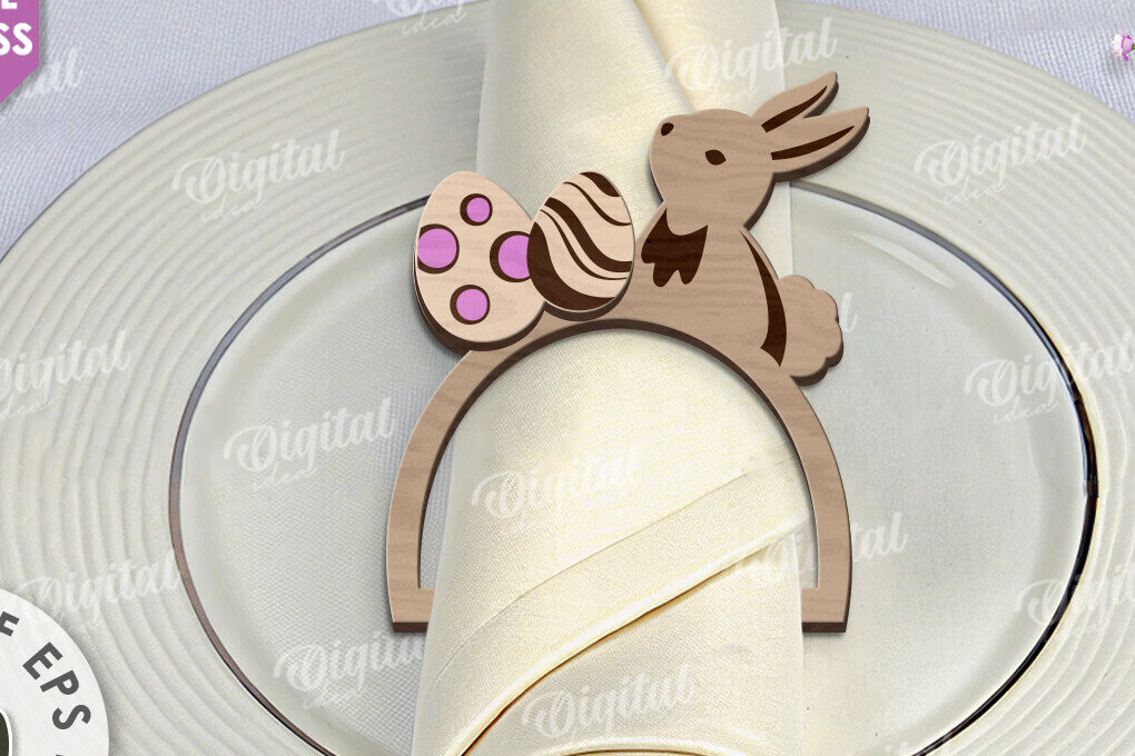 Intra απο ξύλο plywood  Χρώμα wenge 3mm-4mm πάχος - Πασχαλινό δαχτυλίδι για χαρτοπετσέτα με λέιζερ Δίασταση 15x15 cm INTRAFABR-85840830