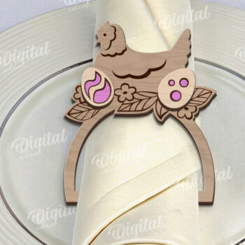 Intra απο ξύλο plywood  Χρώμα wenge 3mm-4mm πάχος - Πασχαλινό δαχτυλίδι για χαρτοπετσέτα με λέιζερ Δίασταση 15x15 cm INTRAFABR-61614033 - Image 1