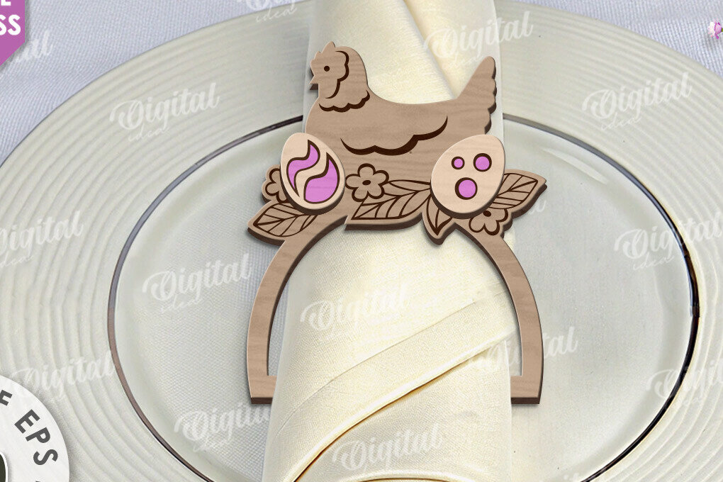 Intra απο ξύλο plywood  Χρώμα wenge 3mm-4mm πάχος - Πασχαλινό δαχτυλίδι για χαρτοπετσέτα με λέιζερ Δίασταση 15x15 cm INTRAFABR-61614033