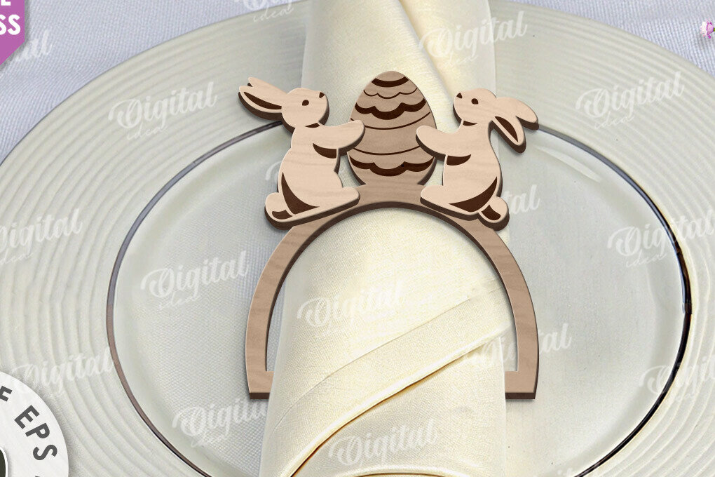 Intra απο ξύλο plywood  Χρώμα wenge 3mm-4mm πάχος - Πασχαλινό δαχτυλίδι για χαρτοπετσέτα με λέιζερ Δίασταση 15x15 cm INTRAFABR-61614486