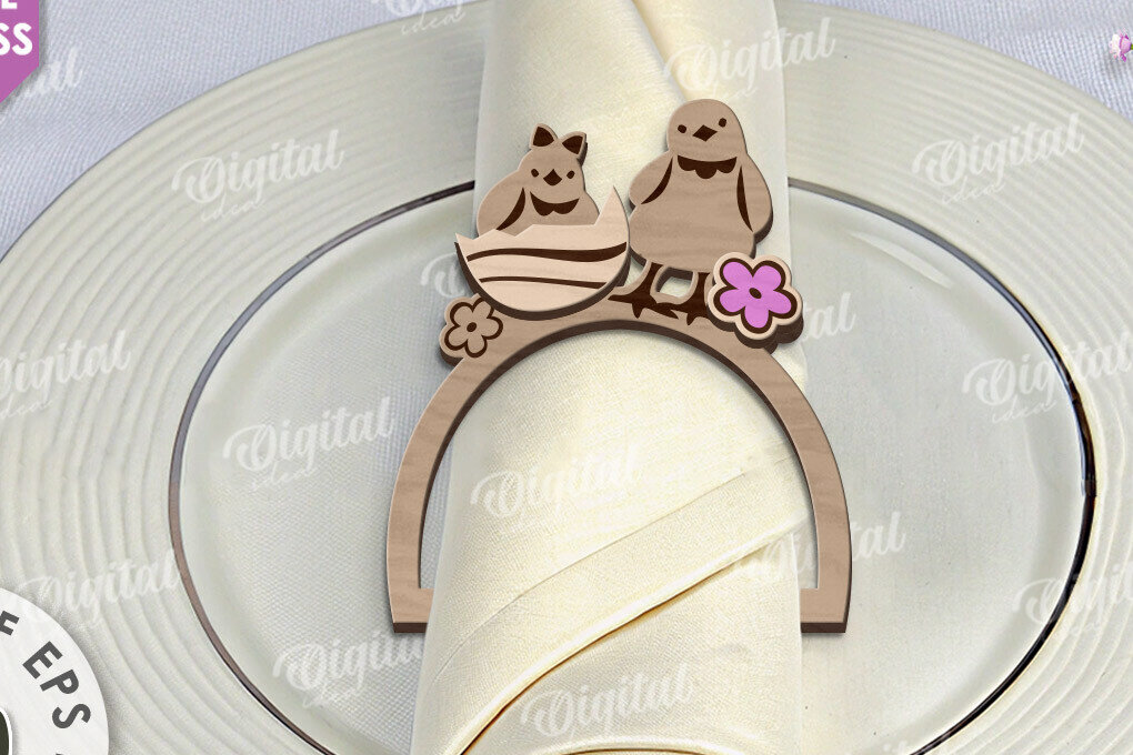 Intra απο ξύλο plywood  Χρώμα wenge 3mm-4mm πάχος - Πασχαλινό δαχτυλίδι για χαρτοπετσέτα με λέιζερ Δίασταση 15x15 cm INTRAFABR-61581899