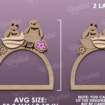 Intra απο ξύλο plywood  Χρώμα wenge 3mm-4mm πάχος - Πασχαλινό δαχτυλίδι για χαρτοπετσέτα με λέιζερ Δίασταση 15x15 cm INTRAFABR-61581899 - Image 2