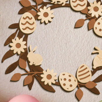 Intra απο ξύλο plywood Χρώμα wenge 3mm-4mm πάχος - Πασχαλινό Στεφάνι Διακοσμητικό Πολυστρωματικό Θερμ Δίασταση 16x17 cm INTRAFABR-57630763 - Image 2