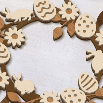 Intra απο ξύλο plywood Χρώμα wenge 3mm-4mm πάχος - Πασχαλινό Στεφάνι Διακοσμητικό Πολυστρωματικό Θερμ Δίασταση 16x17 cm INTRAFABR-57630763 - Image 3