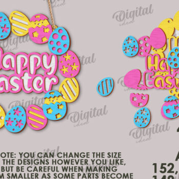 Intra απο ξύλο plywood Χρώμα wenge 3mm-4mm πάχος - Πασχαλινό στεφάνι LaserCut. Ανοιξιάτικο ντεκόρ Δίασταση 15x15 cm INTRAFABR-120037255 - Image 2