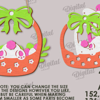 Intra απο ξύλο plywood Χρώμα wenge 3mm-4mm πάχος - Πασχαλινό στεφάνι LaserCut. Ανοιξιάτικο ντεκόρ Δίασταση 15x15 cm INTRAFABR-119867832 - Image 2