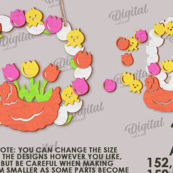 Intra απο ξύλο plywood  Χρώμα wenge 3mm-4mm πάχος - Πασχαλινό στεφάνι LaserCut. Ανοιξιάτικο ντεκόρ Δίασταση 15x15 cm INTRAFABR-85462329 - Image 2