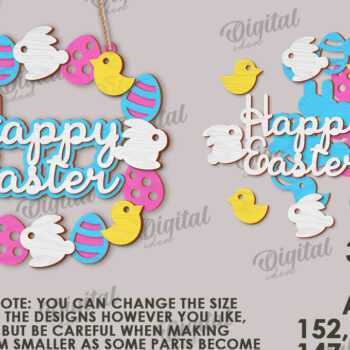 Intra απο ξύλο plywood  Χρώμα wenge 3mm-4mm πάχος - Πασχαλινό στεφάνι LaserCut. Ανοιξιάτικο ντεκόρ Δίασταση 15x15 cm INTRAFABR-49323473 - Image 2