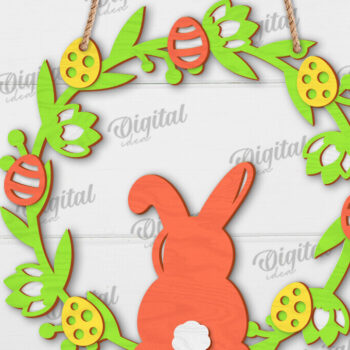 Intra απο ξύλο plywood  Χρώμα wenge 3mm-4mm πάχος - Πασχαλινό στεφάνι LaserCut. Ανοιξιάτικο ντεκόρ Δίασταση 15x15 cm INTRAFABR-77702996 - Image 1