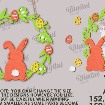 Intra απο ξύλο plywood  Χρώμα wenge 3mm-4mm πάχος - Πασχαλινό στεφάνι LaserCut. Ανοιξιάτικο ντεκόρ Δίασταση 15x15 cm INTRAFABR-77702996 - Image 2