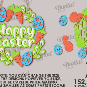 Intra απο ξύλο plywood  Χρώμα wenge 3mm-4mm πάχος - Πασχαλινό στεφάνι LaserCut. Ανοιξιάτικο ντεκόρ Δίασταση 15x15 cm INTRAFABR-78460276 - Image 2