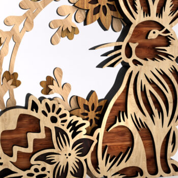 Intra απο ξύλο plywood  Χρώμα wenge 3mm-4mm πάχος - Πρότυπο διακόσμησης στεφάνι Eater Bunny Δίασταση 8x6 cm INTRAFABR-72009118 - Image 1