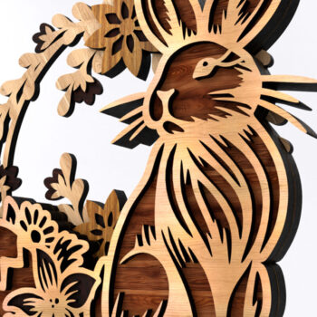 Intra απο ξύλο plywood  Χρώμα wenge 3mm-4mm πάχος - Πρότυπο διακόσμησης στεφάνι Eater Bunny Δίασταση 8x6 cm INTRAFABR-72009118 - Image 2