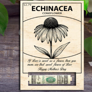 Intra απο ξύλο plywood  Χρώμα wenge 3mm-4mm πάχος - Echinacea Coneflower Χρήματα για τη γιορτή της μητέρας Δίασταση 30x20 cm INTRAFABR-72009145