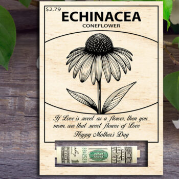 Intra απο ξύλο plywood  Χρώμα wenge 3mm-4mm πάχος - Echinacea Coneflower Χρήματα για τη γιορτή της μητέρας Δίασταση 30x20 cm INTRAFABR-72009145 - Image 1