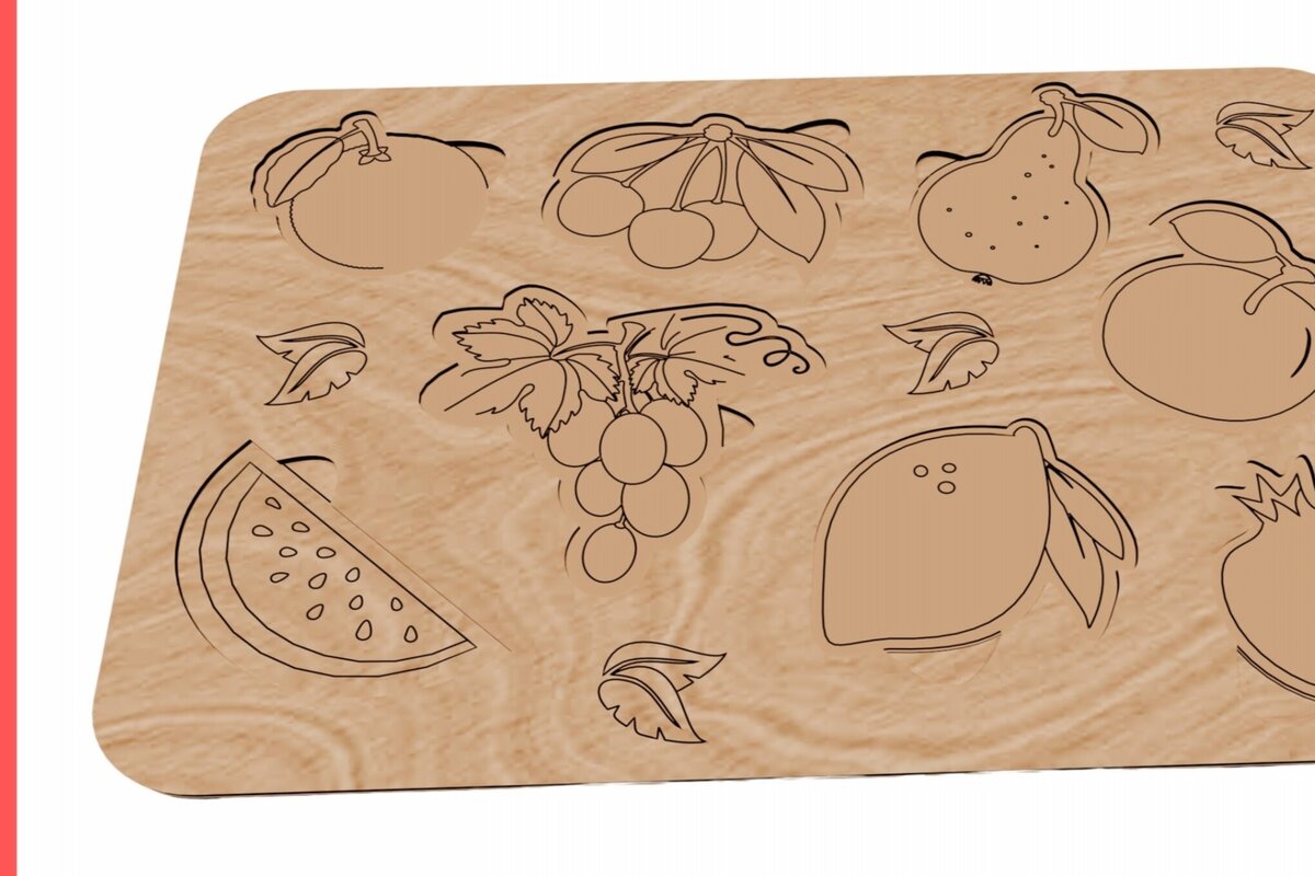 Intra απο ξύλο plywood  Χρώμα wenge 3mm-4mm πάχος - Εκπαιδευτικό παζλ Φρούτα και Μούρα Δίασταση 300x216 cm INTRAFABR-93448467