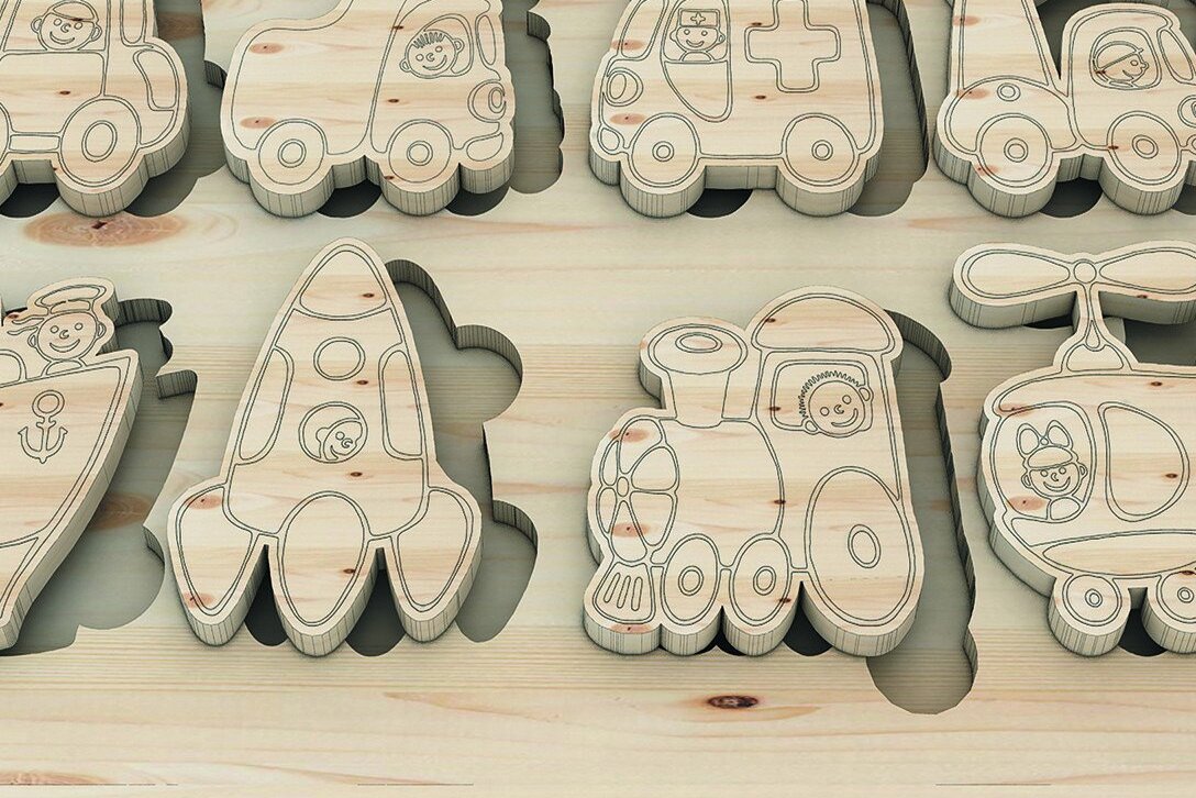 Intra απο ξύλο plywood  Χρώμα wenge 3mm-4mm πάχος - Εκπαιδευτικό παζλ, Jigsaw Toy Cut Δίασταση 20x20 cm INTRAFABR-93448474