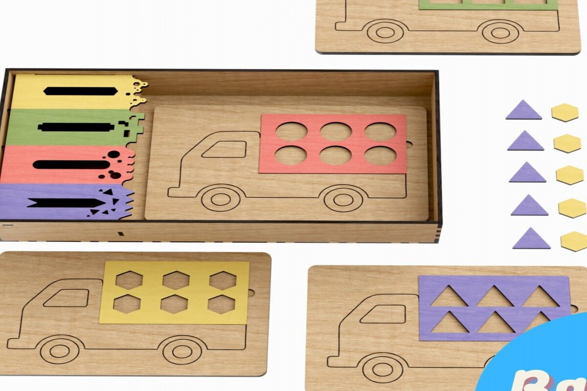 Intra απο ξύλο plywood  Χρώμα wenge 3mm-4mm πάχος - Εκπαιδευτικό Ξύλινο Σετ Παζλ Truck Box Δίασταση 293x167 cm INTRAFABR-93602257