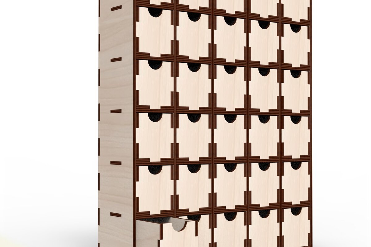 Intra απο ξύλο plywood  Χρώμα wenge 3mm-4mm πάχος - Αποτελεσματικός χώρος αποθήκευσης γραφείου 30 συρταριών Δίασταση 30x20 cm INTRAFABR-93602280