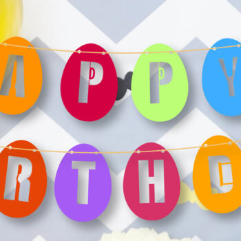 Intra απο ξύλο plywood Χρώμα wenge 3mm-4mm πάχος - Egg Happy Birthday Banner 3D Δίασταση 15x15 cm INTRAFABR-69406294 - Image 1