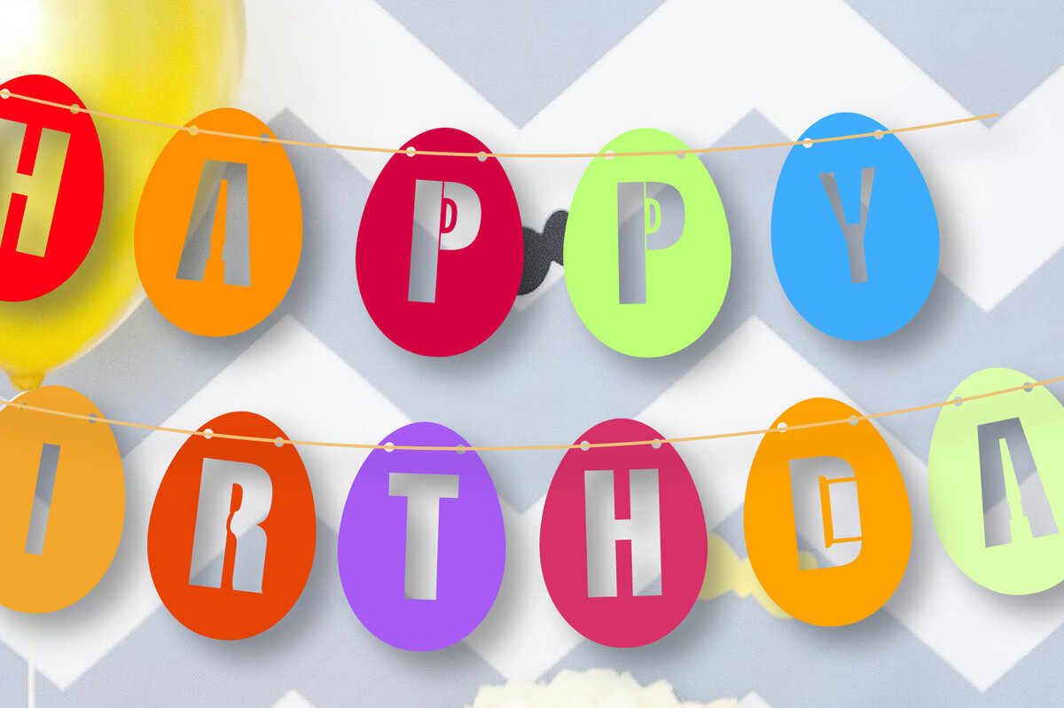 Intra απο ξύλο plywood  Χρώμα wenge 3mm-4mm πάχος - Egg Happy Birthday Banner 3D Δίασταση 15x15 cm INTRAFABR-69406294