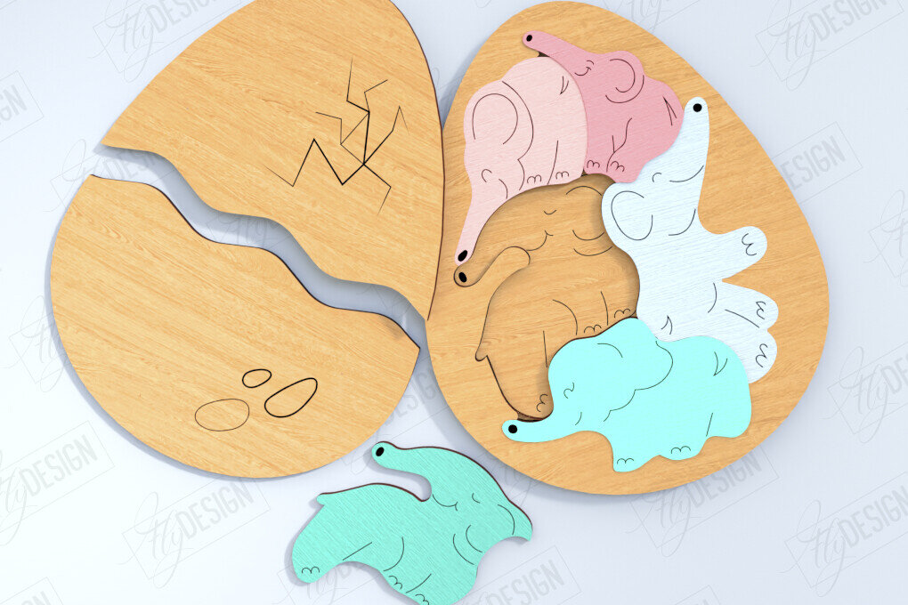 Intra απο ξύλο plywood  Χρώμα wenge 3mm-4mm πάχος - Αυγό Ξύλινο Παζλ Κοπή Laser | Μοντεσσόρι Δίασταση 15x15 cm INTRAFABR-92651014