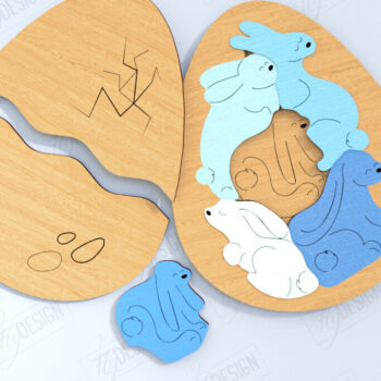 Intra απο ξύλο plywood  Χρώμα wenge 3mm-4mm πάχος - Αυγό Ξύλινο Παζλ Κοπή Laser | Μοντεσσόρι Δίασταση 15x15 cm INTRAFABR-77725082 - Image 1