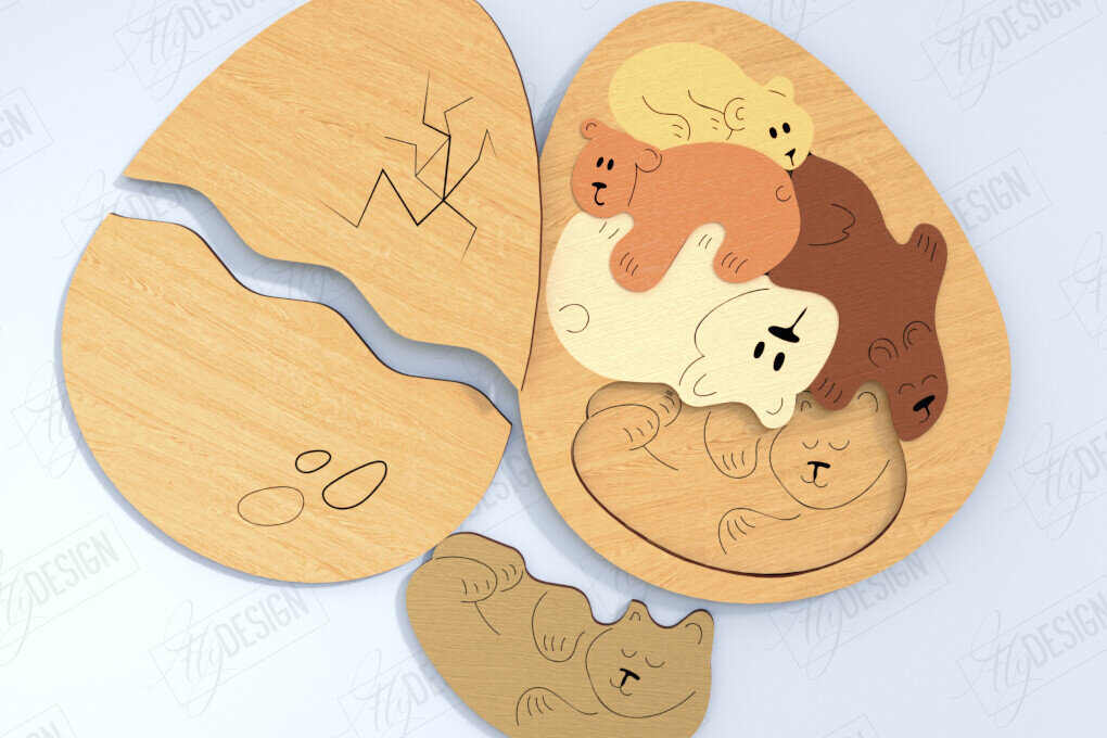 Intra απο ξύλο plywood  Χρώμα wenge 3mm-4mm πάχος - Αυγό Ξύλινο Παζλ Κοπή Laser | Μοντεσσόρι Δίασταση 15x15 cm INTRAFABR-106877011