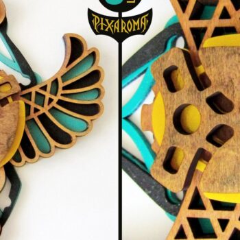 Intra απο ξύλο plywood  Χρώμα wenge 3mm-4mm πάχος - Αιγυπτιακός Σκαραβαίος | αποκοπής με 3D επίπεδα Δίασταση 6x6 cm INTRAFABR-98957843 - Image 4