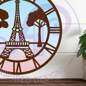 Intra απο ξύλο plywood Χρώμα wenge 3mm-4mm πάχος - Πύργος του Άιφελ, Ρολόι Παρισιού Ρολόι τοίχου Δίασταση 30x20 cm INTRAFABR-118211970 - Image 1