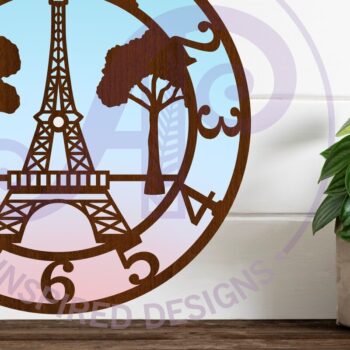 Intra απο ξύλο plywood Χρώμα wenge 3mm-4mm πάχος - Πύργος του Άιφελ, Ρολόι Παρισιού Ρολόι τοίχου Δίασταση 30x20 cm INTRAFABR-118211970 - Image 2