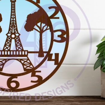 Intra απο ξύλο plywood Χρώμα wenge 3mm-4mm πάχος - Πύργος του Άιφελ, Ρολόι Παρισιού Ρολόι τοίχου Δίασταση 30x20 cm INTRAFABR-118211970 - Image 3