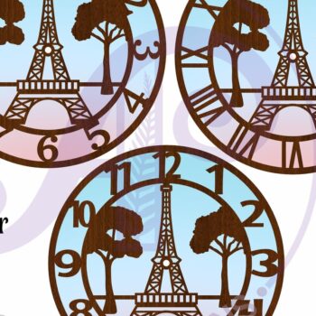 Intra απο ξύλο plywood Χρώμα wenge 3mm-4mm πάχος - Πύργος του Άιφελ, Ρολόι Παρισιού Ρολόι τοίχου Δίασταση 30x20 cm INTRAFABR-118211970 - Image 4