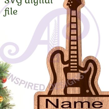 Intra απο ξύλο plywood  Χρώμα wenge 3mm-4mm πάχος - Χριστουγεννιάτικο στολίδι σε σχήμα ηλεκτρικής κιθάρας Δίασταση 6x6 cm INTRAFABR-120488432 - Image 1