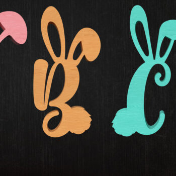 Intra απο ξύλο plywood  Χρώμα wenge 3mm-4mm πάχος - Κομψή αλφάβητο λαγουδάκι Δίασταση 30x20 cm INTRAFABR-99697571 - Image 1