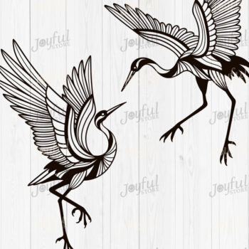 Intra απο ξύλο plywood Χρώμα wenge 3mm-4mm πάχος - Elegant Crane Birds Line Art Δίασταση 30x20 cm INTRAFABR-122068575 - Image 1