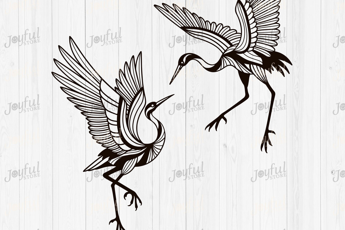 Intra απο ξύλο plywood  Χρώμα wenge 3mm-4mm πάχος - Elegant Crane Birds Line Art Δίασταση 30x20 cm INTRAFABR-122068575