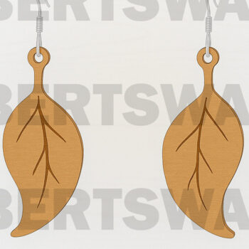 Intra απο ξύλο plywood  Χρώμα wenge 3mm-4mm πάχος - Κομψά σκουλαρίκια με κυρτά φύλλα Δίασταση 3x3 cm INTRAFABR-69897823 - Image 1