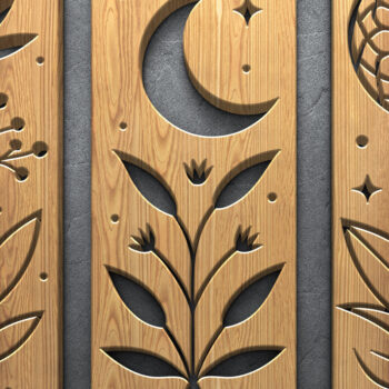 Intra απο ξύλο plywood Χρώμα wenge 3mm-4mm πάχος - Κομψή με λουλούδια και πεταλούδες Δίασταση 3600x5400 cm INTRAFABR-32138877 - Image 2