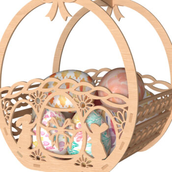 Intra απο ξύλο plywood  Χρώμα wenge 3mm-4mm πάχος - Κομψό Floral Πασχαλινό Καλάθι Δίασταση 30x20 cm INTRAFABR-118581502 - Image 1