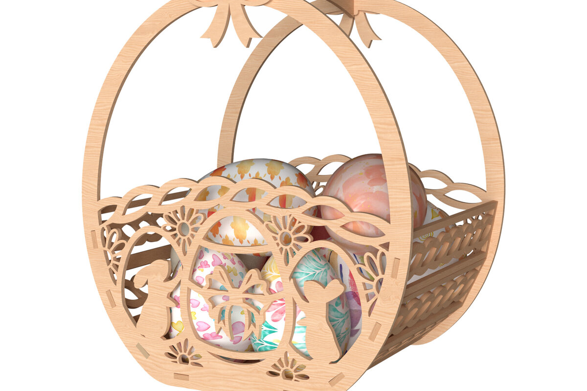 Intra απο ξύλο plywood  Χρώμα wenge 3mm-4mm πάχος - Κομψό Floral Πασχαλινό Καλάθι Δίασταση 30x20 cm INTRAFABR-118581502