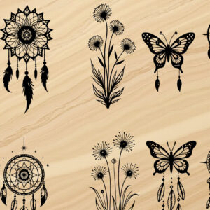 Intra απο ξύλο plywood  Χρώμα wenge 3mm-4mm πάχος - Κομψό Floral Border Δίασταση 4x4 cm INTRAFABR-26292987